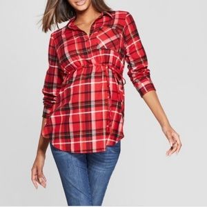 Maternity Plaid Long Sleeve Top